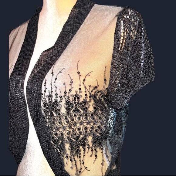 One7six black sheer bolero jacket with black sequins!! - Picture 4 of 9